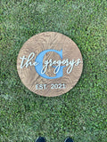 Wedding Sign Last Name with Established Date, Bead Board Circle Farmhouse Decor
