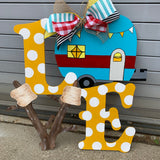 LOVE Camper and Marshmallow Craft Shape Wooden Door Hanger  Craft Shape