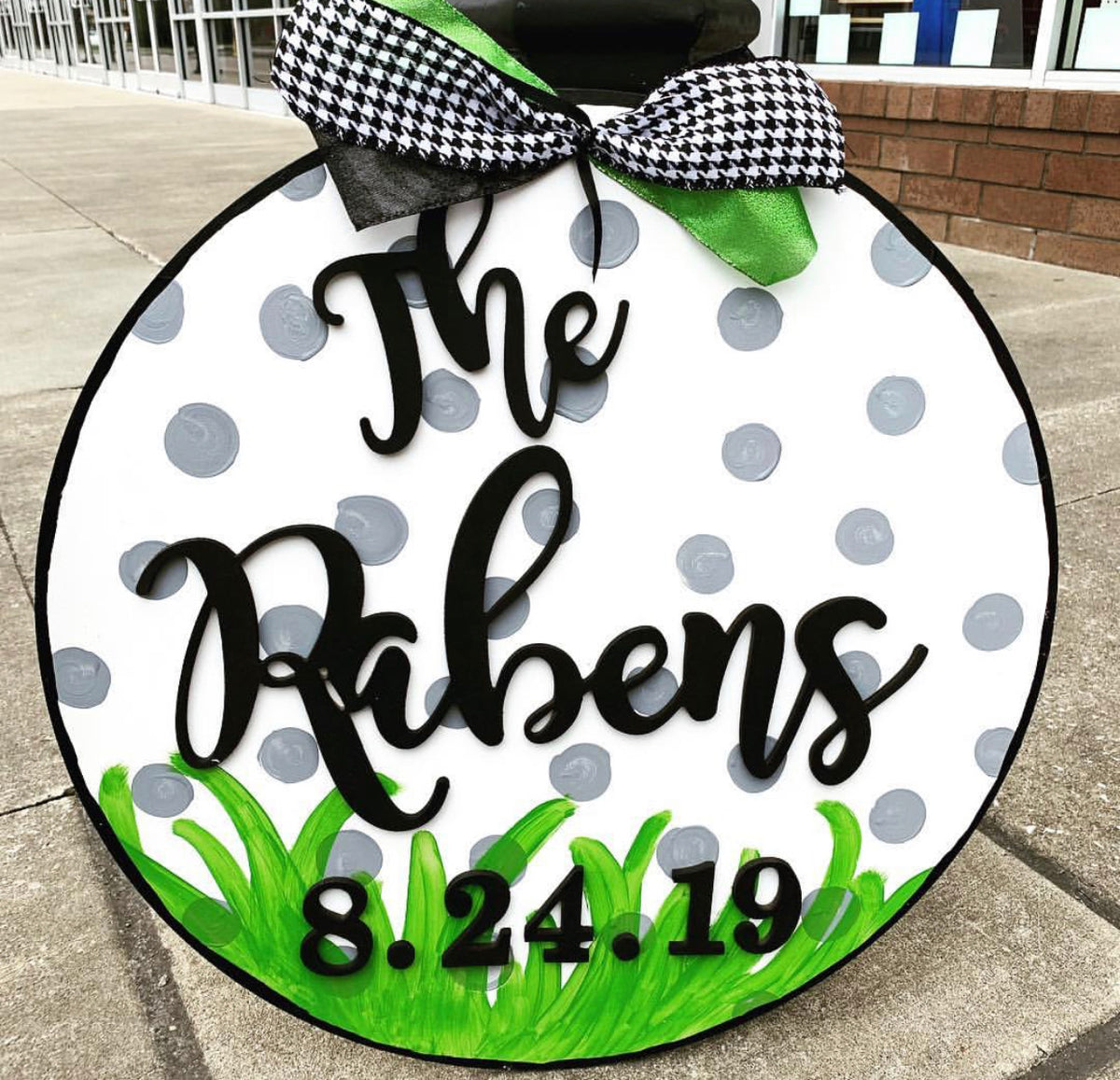 Painted Golf Ball Door Hanger, Family Name Overlay Whims & Wishes