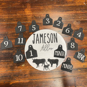 Baby Milestone Sign, Farmhouse Cow Themed