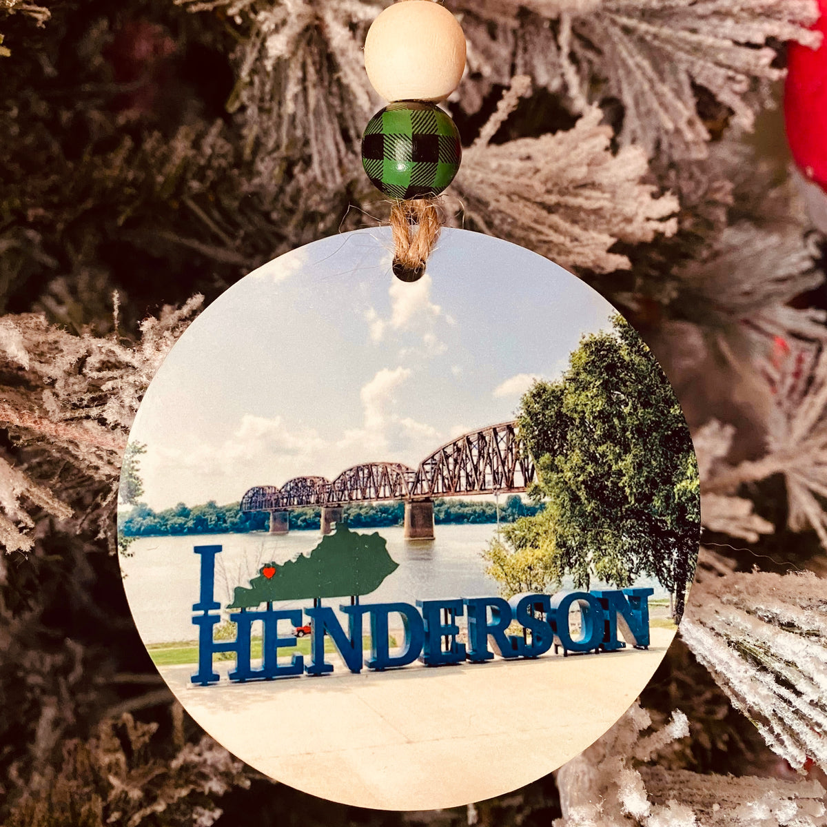 Double Sided Henderson, Ky Train Bridge Christmas Ornament, Wooden Sub ...