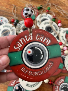 Santa Cam Elf Surveillance Ornament, WoodwnChristmas ornaments