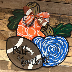 Fall and Football Pumpkin Door Hanger, Fall Decor