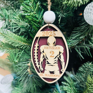 Personalized Football Player Ornament, Team Name Player Number