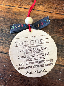 Teacher Definition Ornament personalized