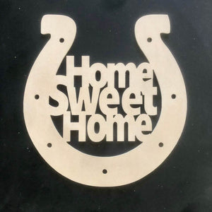 Horseshoe Home Sweet Homer Craft Cutout Wooden Door Hanger Unfinished Craft Shape