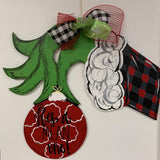 Grinch Hand holding Christmas Ornament Door Hanger, Christmas Decoration