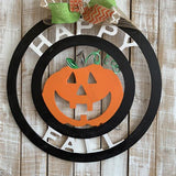 Circle Happy Fall Jack-O-Lantern Wooden Door Hanger,  Customizable Door Hanger