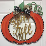 Happy Fall Y'all Funky Pumpkin, Wooden Door Hanger, Thanksgiving Customizable Door Hanger