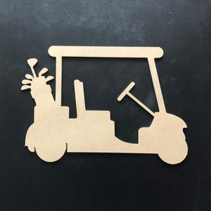 Golf Cart Craft Cutout Wood, Door Hanger Wooden Blank