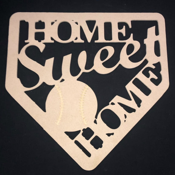Home Sweet Home Baseball Homplate Wooden Door Hanger Unfinished Craft Shape
