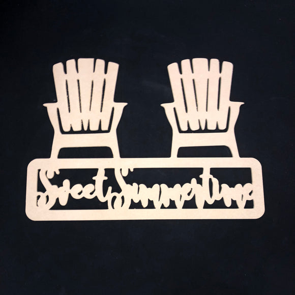 Sweet Summertime Adirondack Chairs Craft Cutout Wooden Door Hanger Unfinished Craft Shape