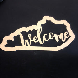 Kentucky Welcome Cutout Wooden Door Hanger Unfinished Craft Shape