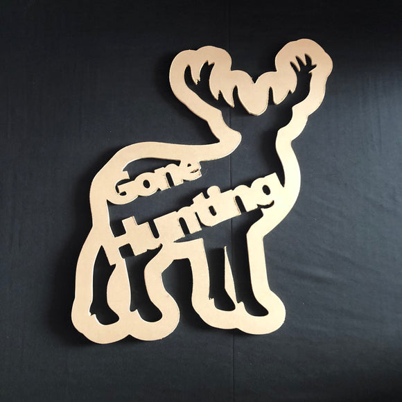 Gone Hunting Deer Wooden Door Hanger Unfinished Craft Shape