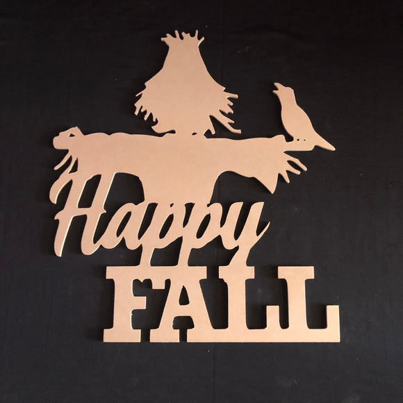 Happy Fall Scarecrow Halloween Wooden Door Hanger Unfinished Craft Shape