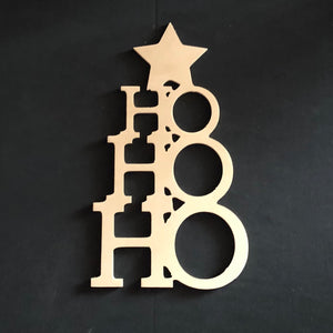 Christmas Tree Ho Ho Ho with Star Wooden Door Hanger Unfinished Craft Shape