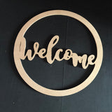 Welcome Door Hanger with CIrcle Border, Customizable Do or Hanger Custom Home Decor