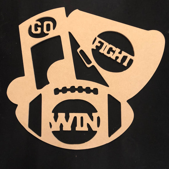 Go Fight Win Sports Collage Door Hanger Unfinished Craft Shape