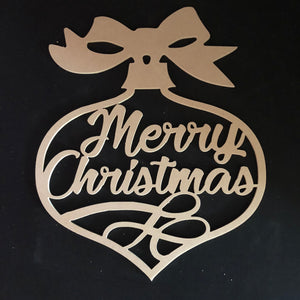 Merry Christmas Fancy Ornament Door Hanger Unfinished Craft Shape