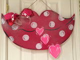 Valentine Lip with Hearts Wood Door Hanger