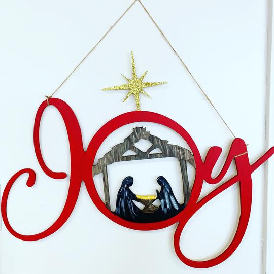 Joy Nativity Scene, Christmas Door Hanger,  Christmas Decoration