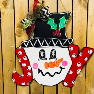 Joy Snowman Christmas Decor, Door Hanger Christmas Decorations