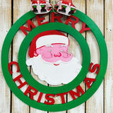 Merry Christmas with Engraved Santa Head Door Hanger Christmas Decoration