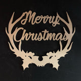 Wide Antler Merry Chrismas, Door Hanger Christmas Decoration