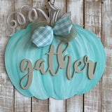 Fall Pumpkin with Word or Name Overlay Door Hanger, Thanksgiving Customizable Door Hanger