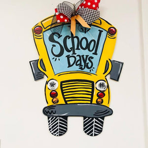 School Teacher Door Hanger, School Bus Painted Teacher GIft, Customizable