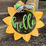 Hello Sunshine Painted Wooden Door Hanger, Thanksgiving Customizable Door Hanger