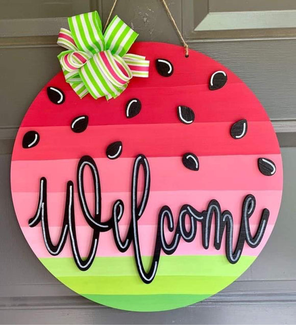 Watermelon with seeds Welcome , Summer Decor, Craft Shapes, Wooden Cutouts