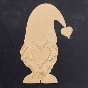 Gnome with heart, Door Hanger Unfinished Craft Shape