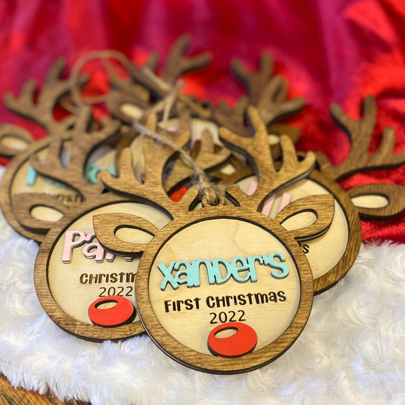 Reindeer Layered Christmas 2023 Ornaments