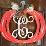 Pumpkin Monogram Painted, Thanksgiving Customizable Door Hanger Fall Home Decor