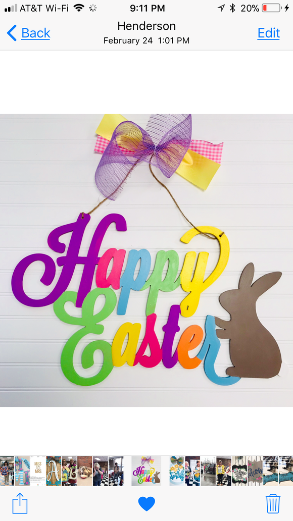 Happy Easter word sign with bunny