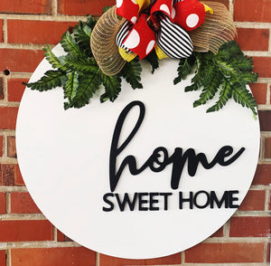 Home Sweet Home . Circle  background  Customizable Door Hanger Custom Home Decor