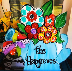 Watering Can with Flowers,  Summer Decor, Craft Shapes, Wooden Cutouts