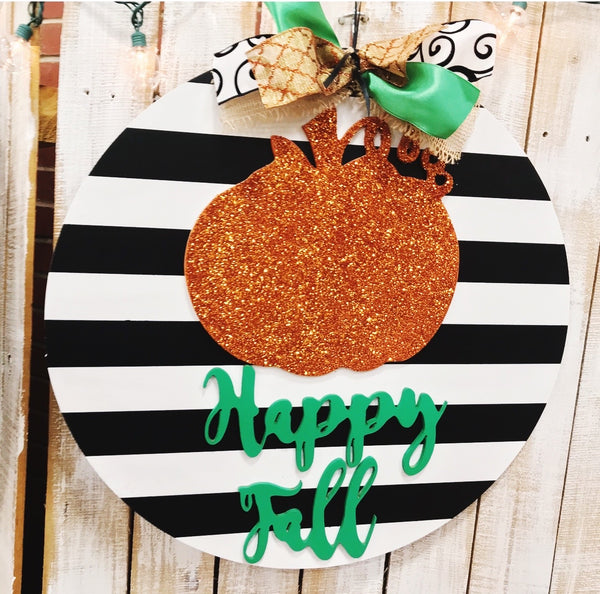 Buy Happy Harvest Cutout, Unfinished Pine Circle, Pumpkin Door Hanger