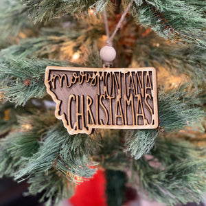 Christmas Ornament, Merry Christmas Montana Customizable