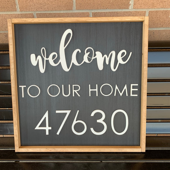 Welcome To Our House Address Sign, House Number, Wood cut-out Numbers Word, Porch Sign, Wall Art Sign, Home Decor, Porch Decoration