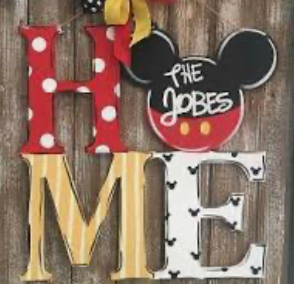 Mouse HOME (or can say READ, LOVE)  wood Door Hanger Painted or Unfinished Craft Shape