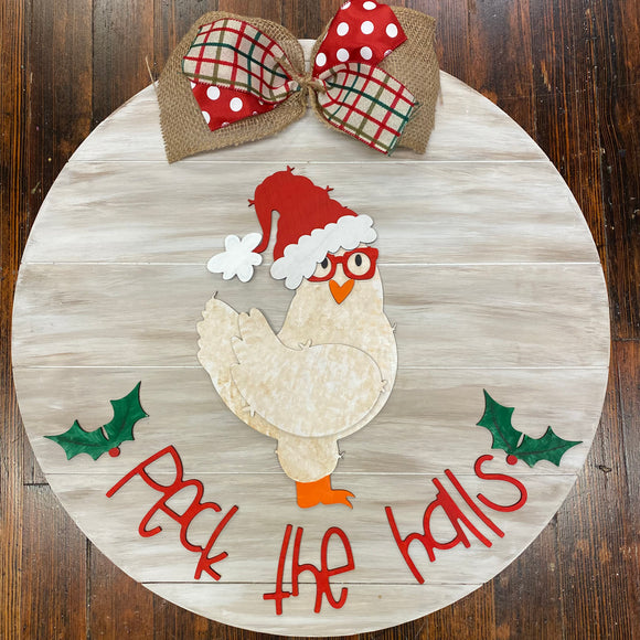 Peck the Halls with Shiplap Cirlce Backing