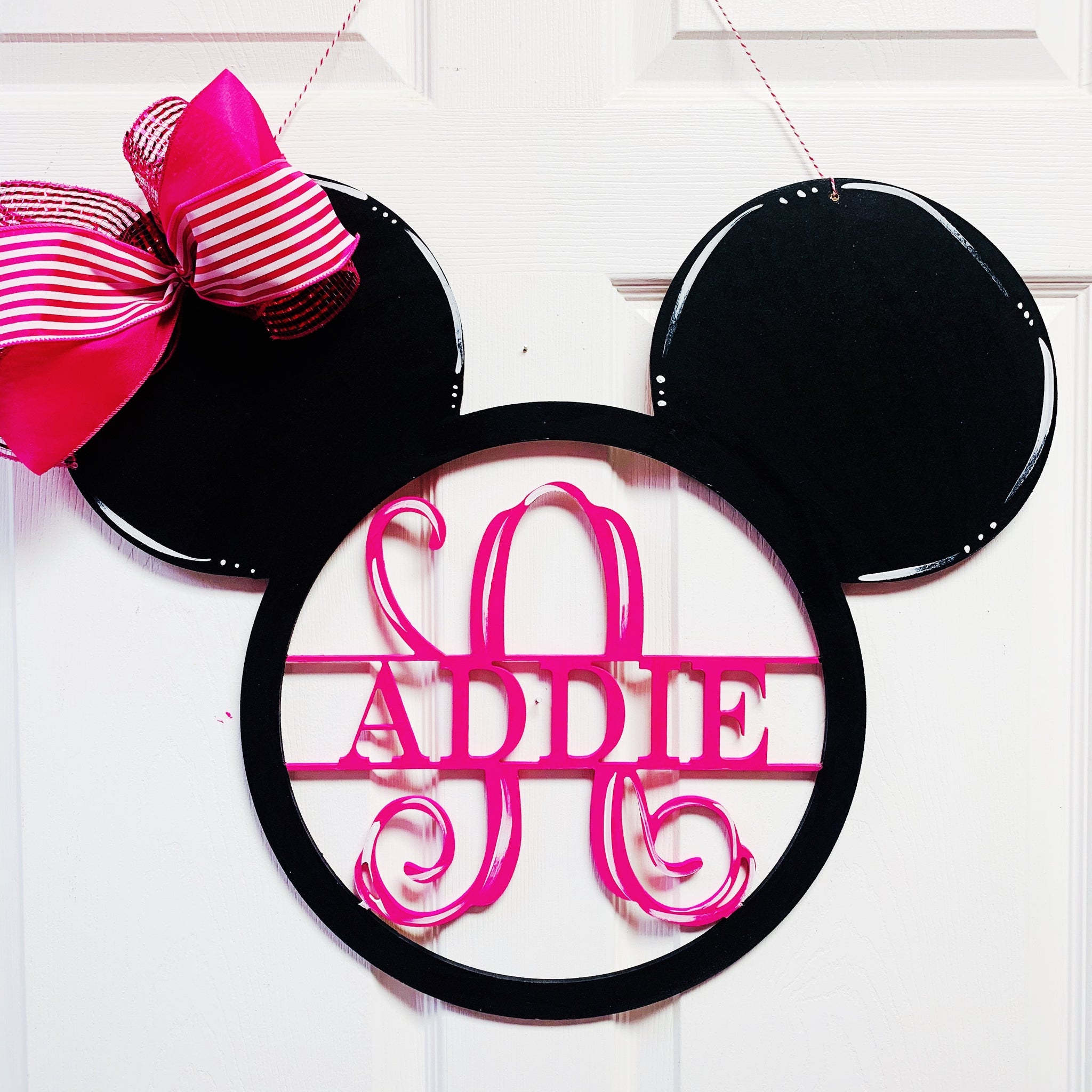 Mouse ears Monogram, Family Name with Monogram Initial Painted – Whims ...