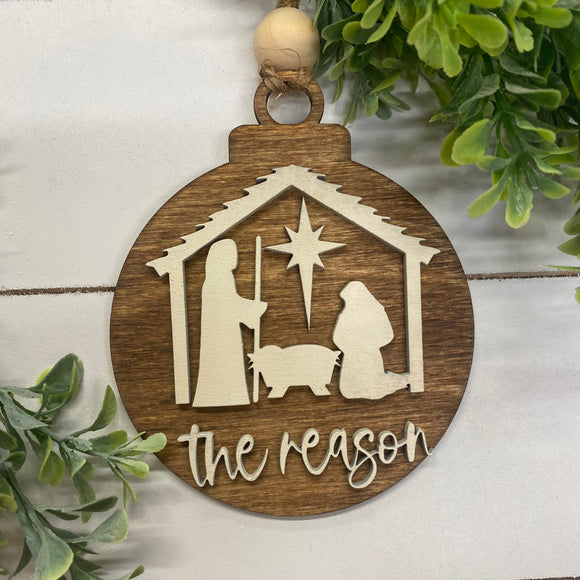 Christian Manger Scene, Christmas Ornament, The Reason, Jesus
