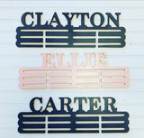 Personalized Medal Hanger Holder, 3 Rack, 20” Wood, Text, Color, Sports Home Decor, Customizable