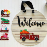 Load ‘em up truck Welcome, Interchangable Sign, Farmhouse Style, 4 Velcro Attachments