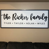 The “name” Family framed sign with Names