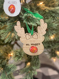 Wooden Christmas Ornament, Personalizable Reindeer Head with Chocolate cutout for nose