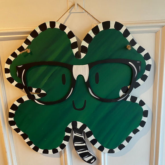 Mr. Charming with glasses, Shamrock Door Hanger, Saint Patrick’s Day